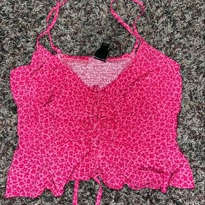 Wild fable pink flower print pull scrunch crop tank top. Size: XS. Never worn